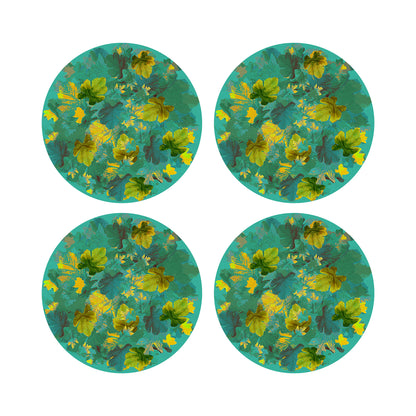Fallen Leaves Peacock 16&quot; Round Pebble Placemats, Set of 4 - nicolettemayer.com
