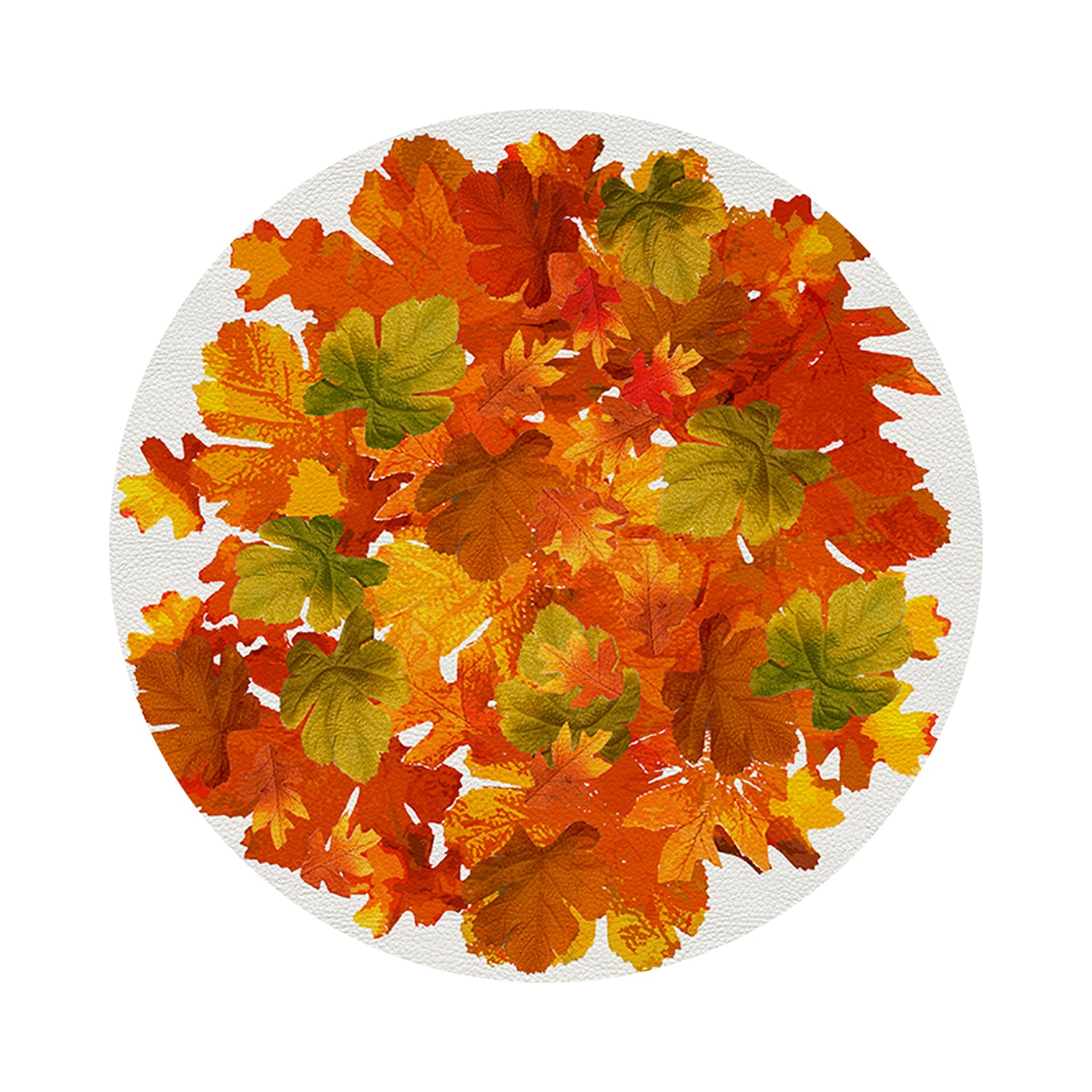 Fallen Leaves White 16&quot; Round Pebble Placemats, Set of 4 - nicolettemayer.com
