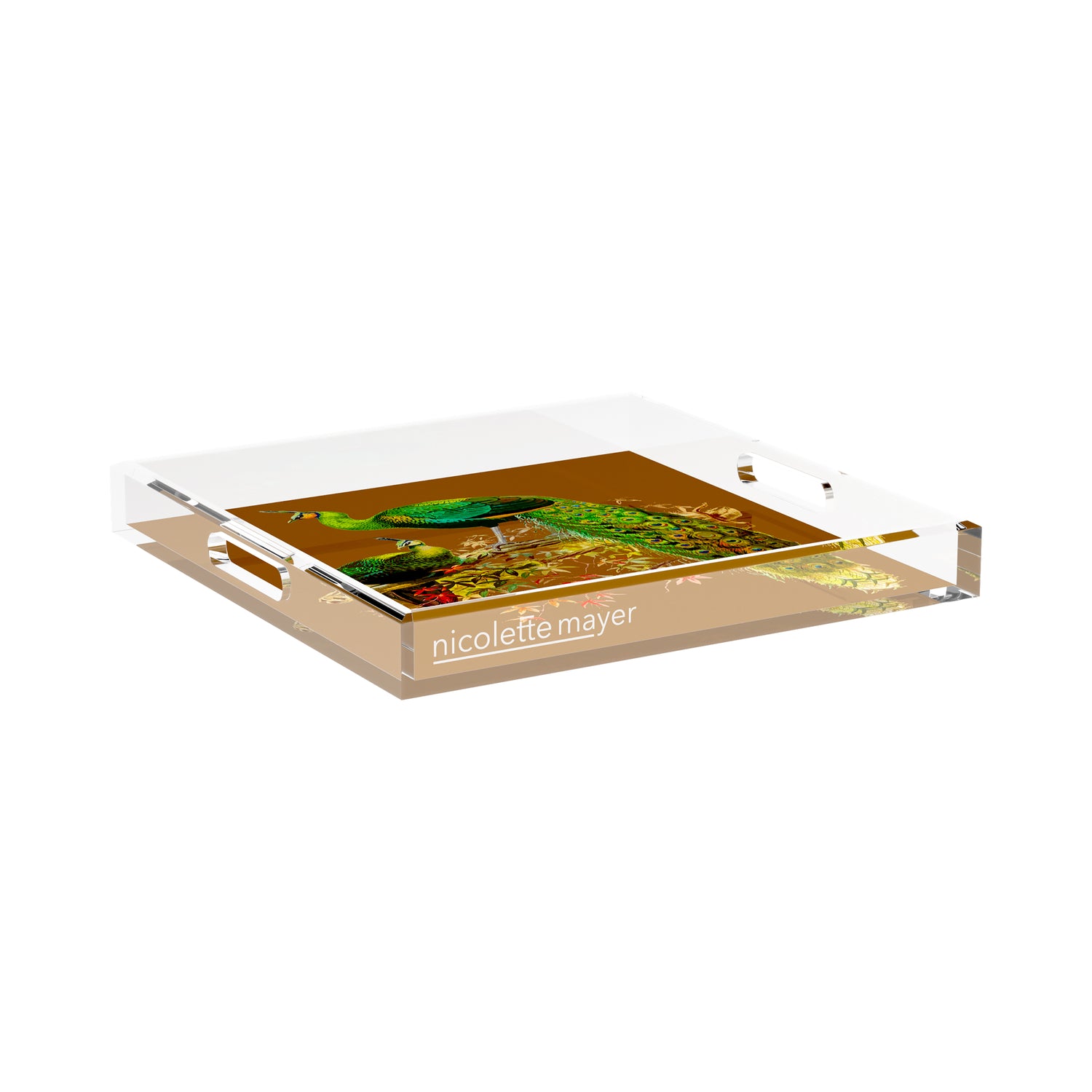 Family Pheasants Brown 15X15 Acrylic Tray - nicolettemayer.com
