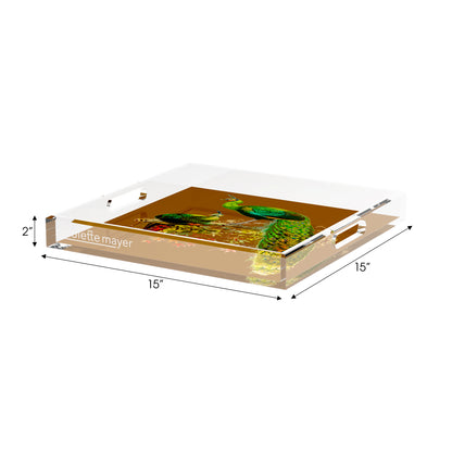 Family Pheasants Brown 15X15 Acrylic Tray - nicolettemayer.com
