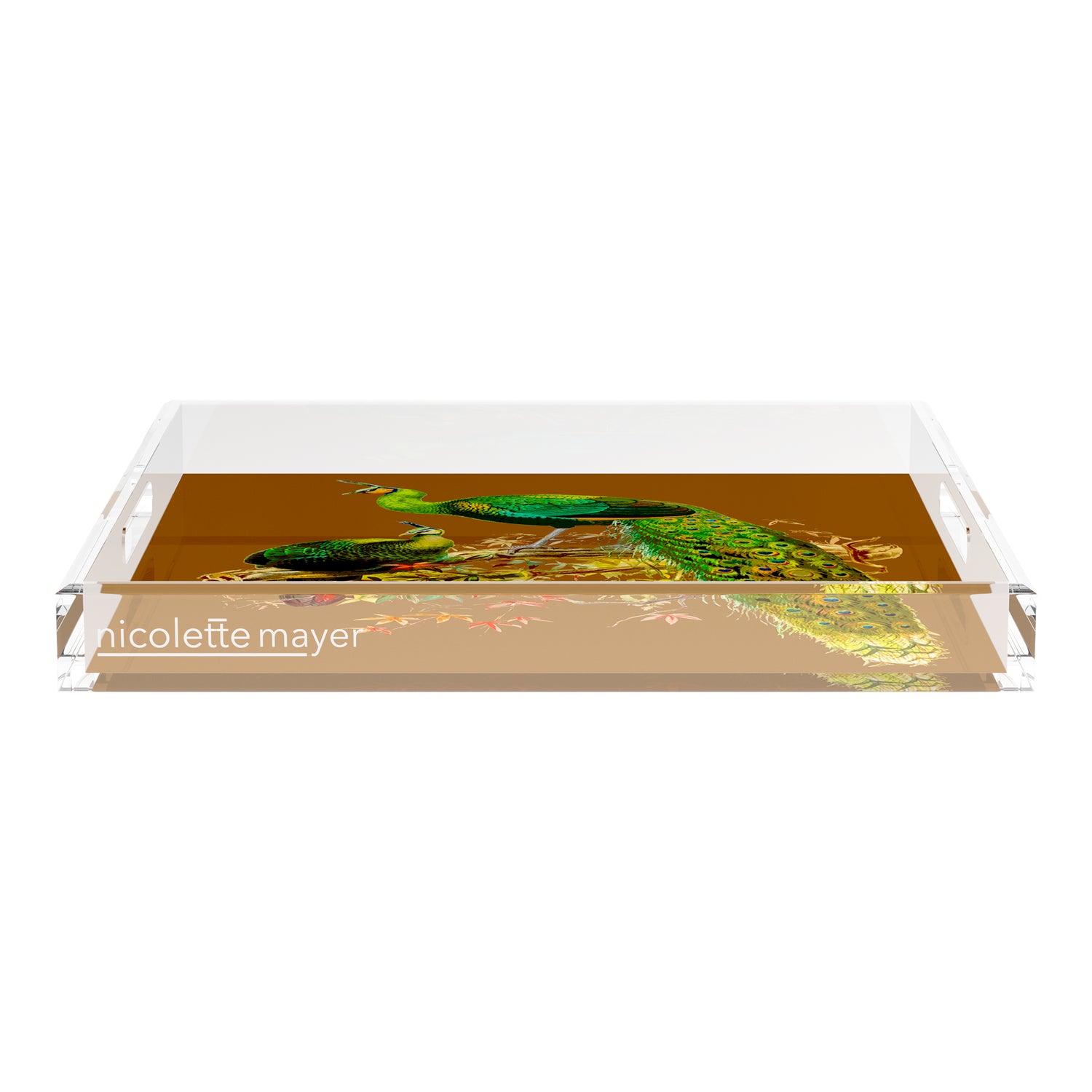 Family Pheasants Brown 18X18 Acrylic Tray - nicolettemayer.com
