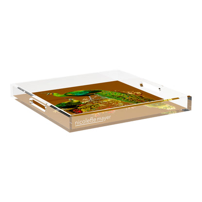 Family Pheasants Brown 18X18 Acrylic Tray - nicolettemayer.com
