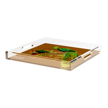 Family Pheasants Brown 18X18 Acrylic Tray - nicolettemayer.com
