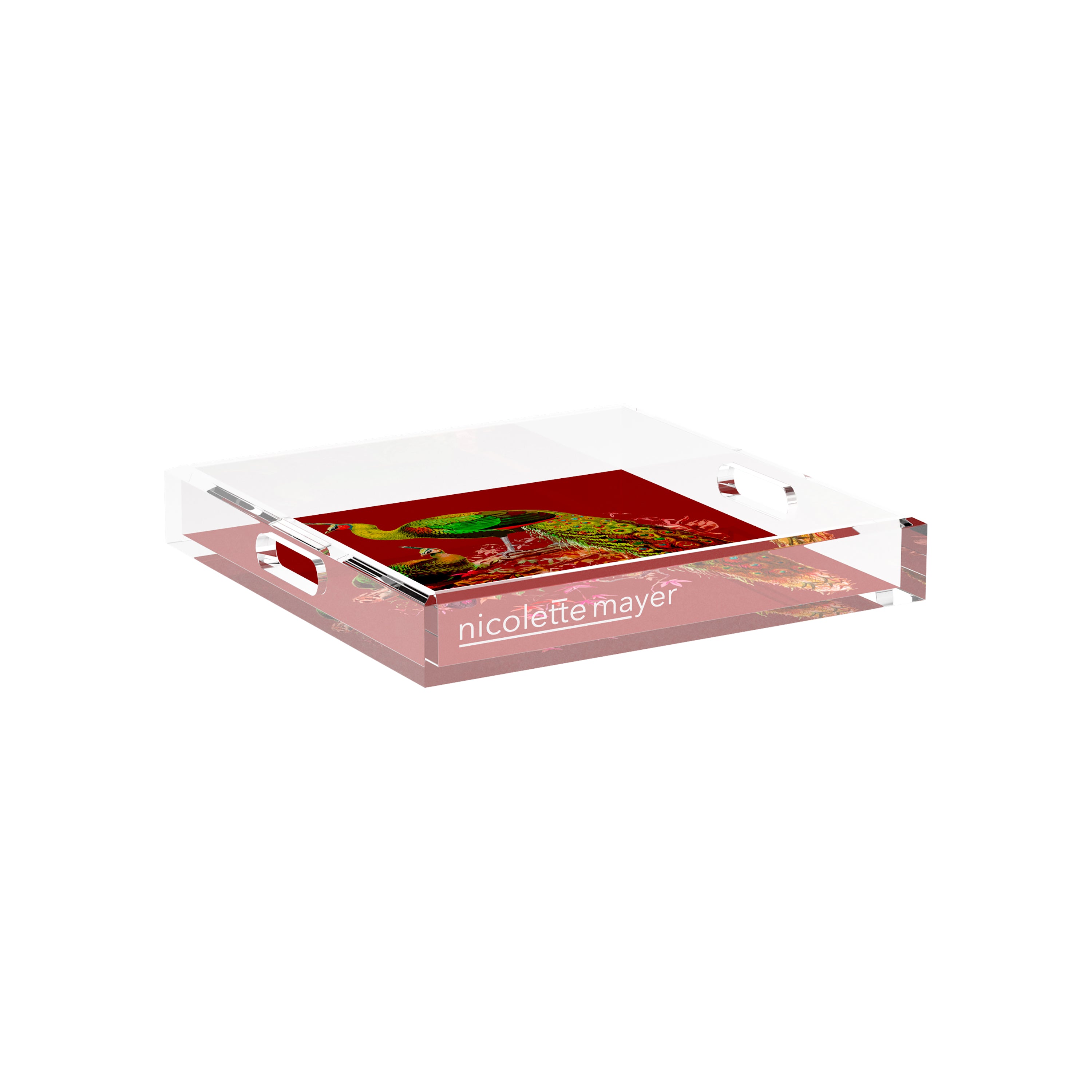 Family Pheasants Maple 12X12 Acrylic Tray - nicolettemayer.com
