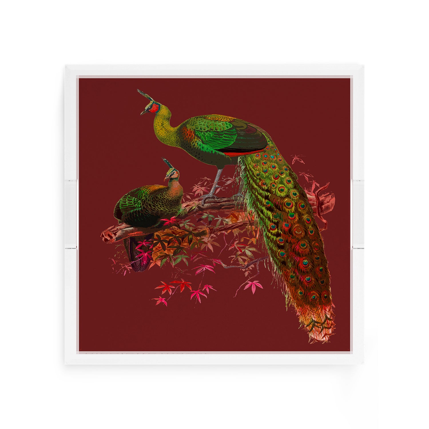 Family Pheasants Maple 12X12 Acrylic Tray - nicolettemayer.com
