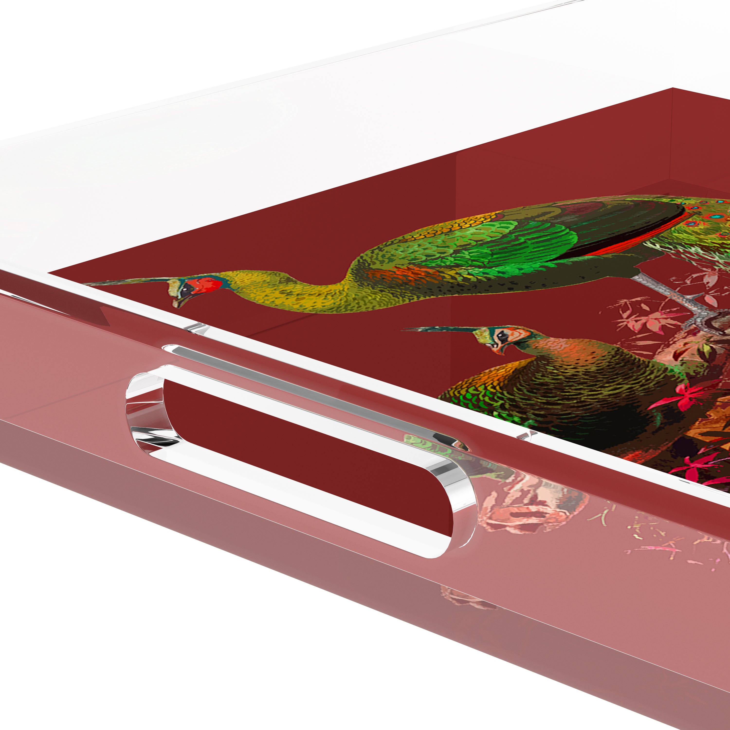 Family Pheasants Maple 12X12 Acrylic Tray - nicolettemayer.com
