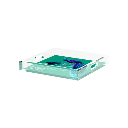 Family Pheasants Peacock 12X12 Acrylic Tray - nicolettemayer.com
