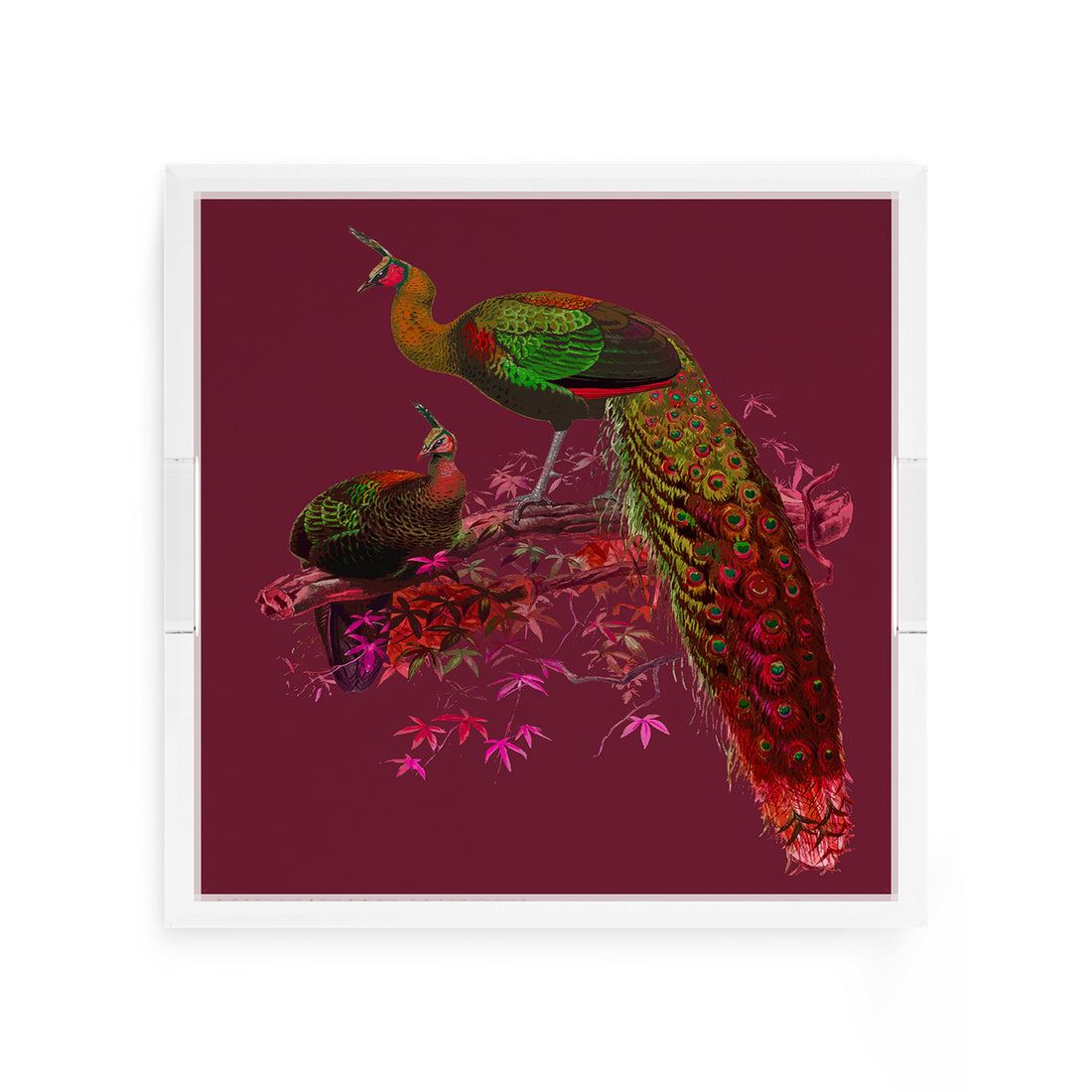 Family Pheasants Pinot 12X12 Acrylic Tray - nicolettemayer.com
