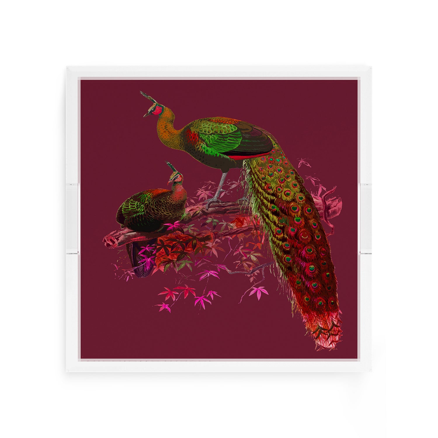 Family Pheasants Pinot 12X12 Acrylic Tray - nicolettemayer.com
