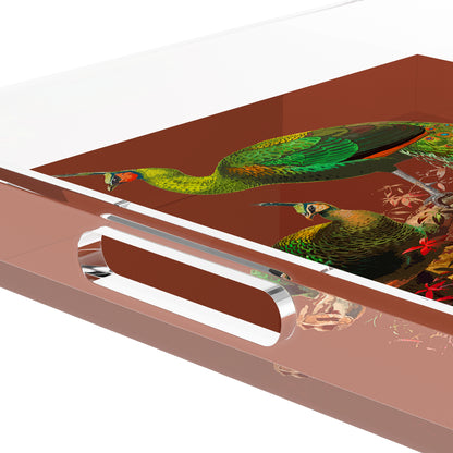 Family Pheasants Rust 12X12 Acrylic Tray - nicolettemayer.com
