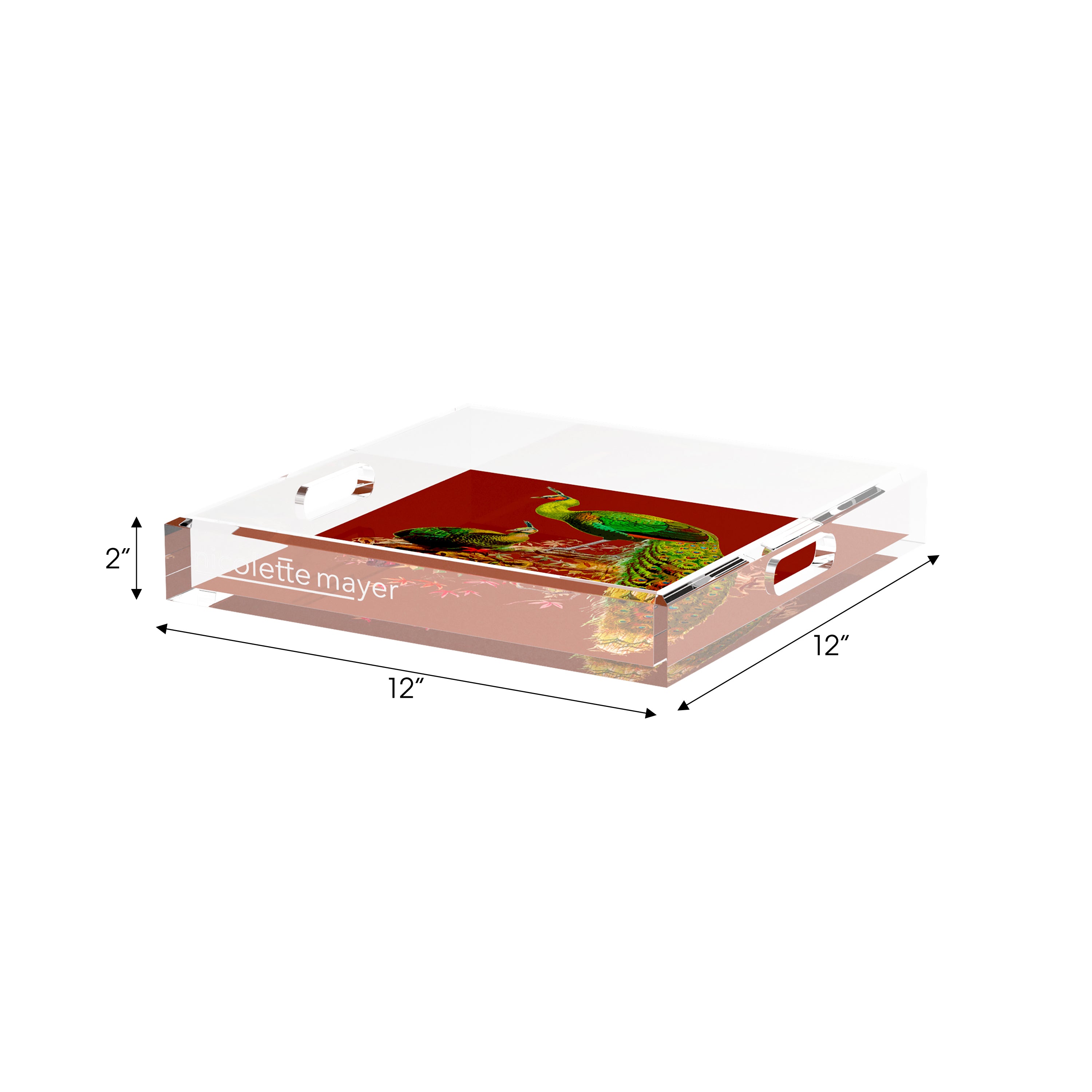 Family Pheasants Rust 12X12 Acrylic Tray - nicolettemayer.com
