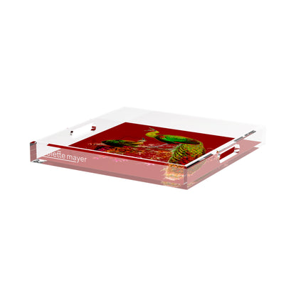 Family Pheasants Maple 15X15 Acrylic Tray - nicolettemayer.com
