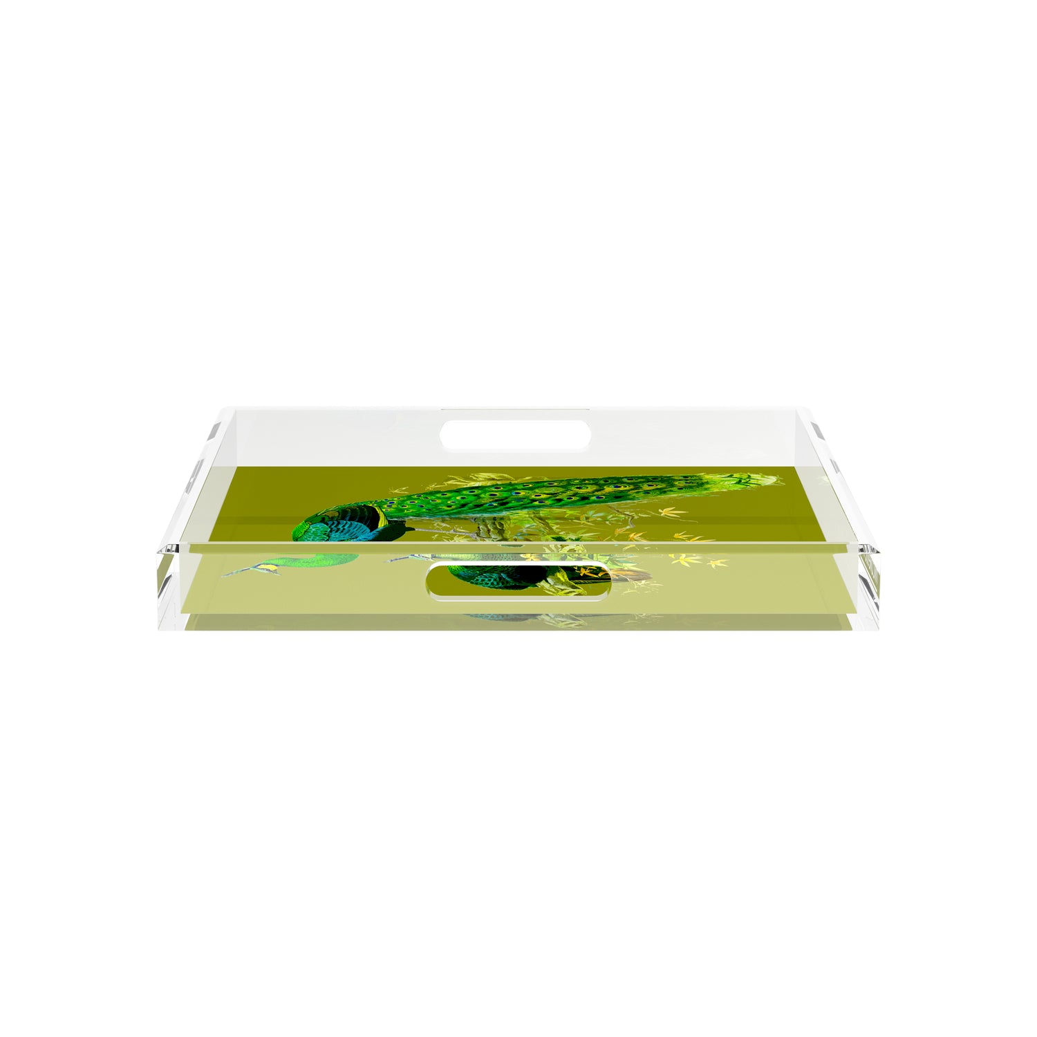 Family Pheasants Olive 15X15 Acrylic Tray - nicolettemayer.com
