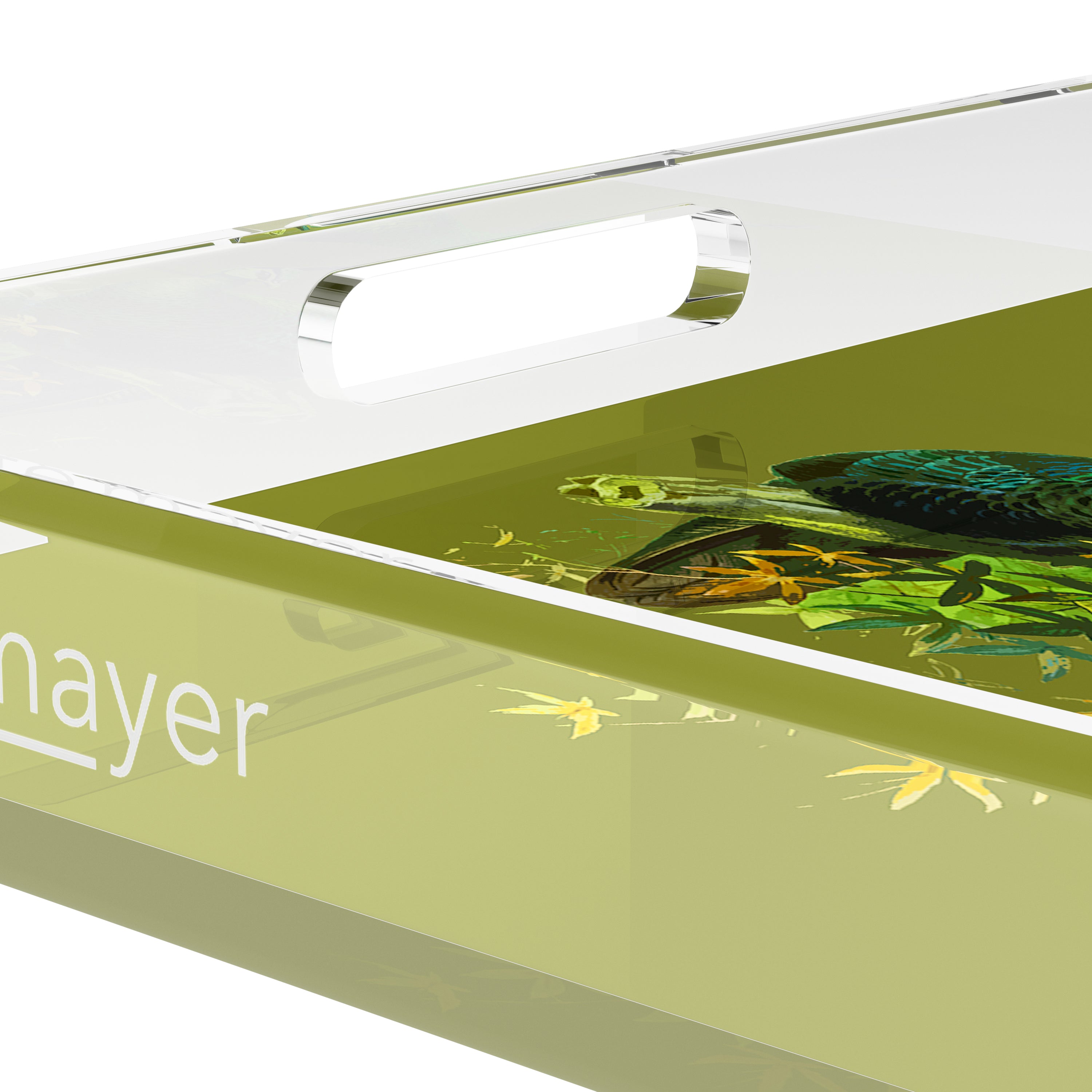 Family Pheasants Olive 15X15 Acrylic Tray - nicolettemayer.com
