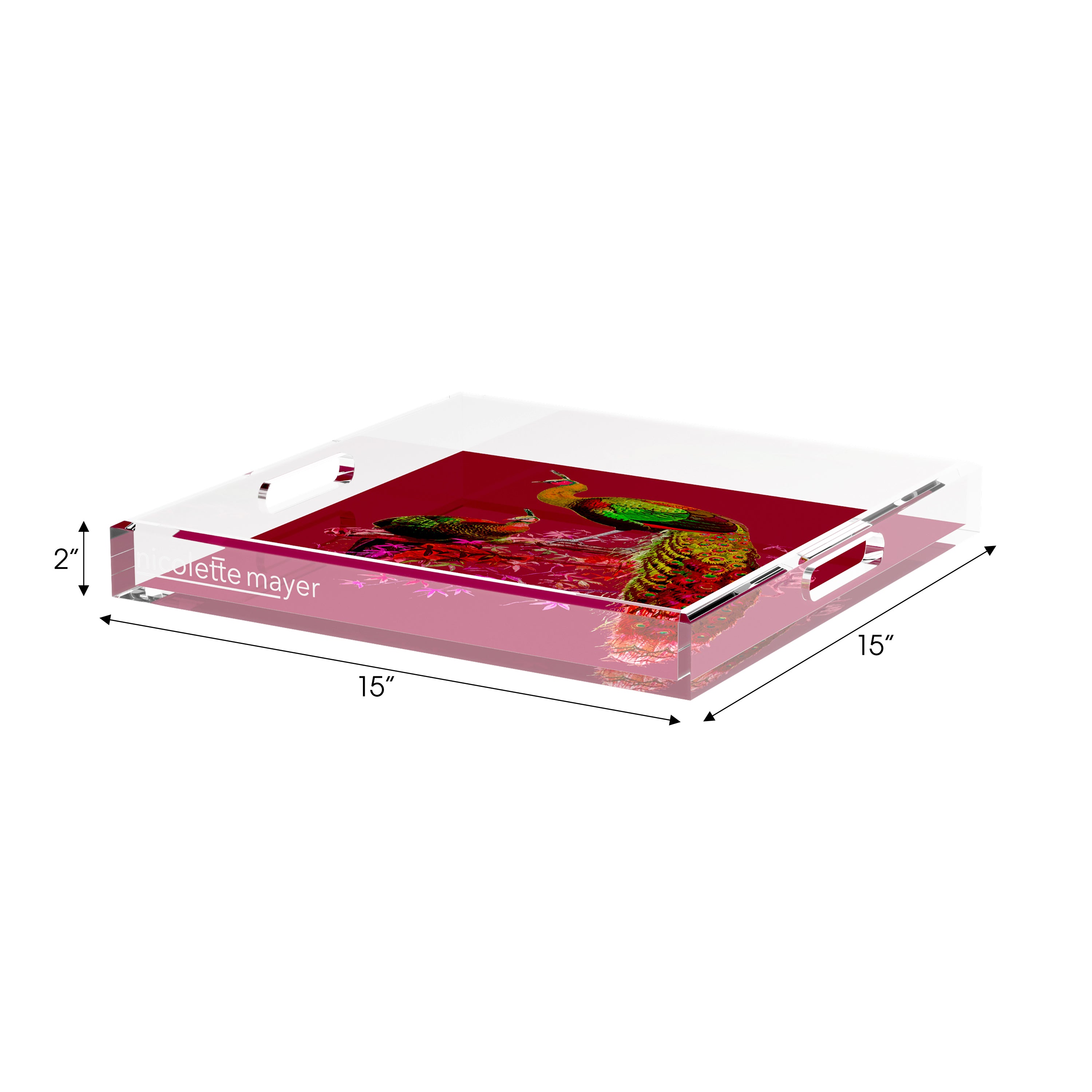 Family Pheasants Pinot 15X15 Acrylic Tray - nicolettemayer.com
