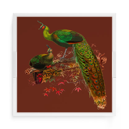 Family Pheasants Rust 15X15 Acrylic Tray - nicolettemayer.com
