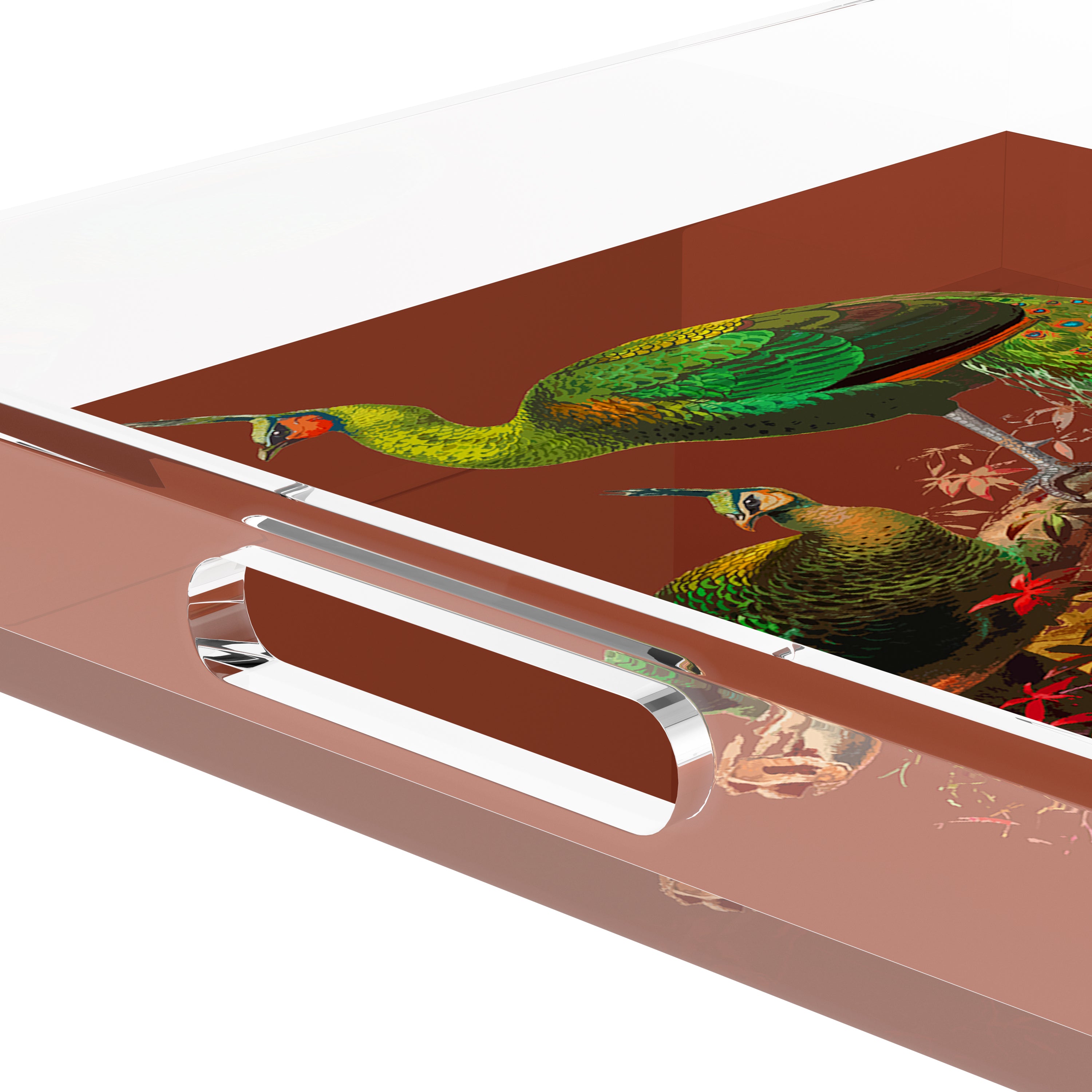 Family Pheasants Rust 15X15 Acrylic Tray - nicolettemayer.com
