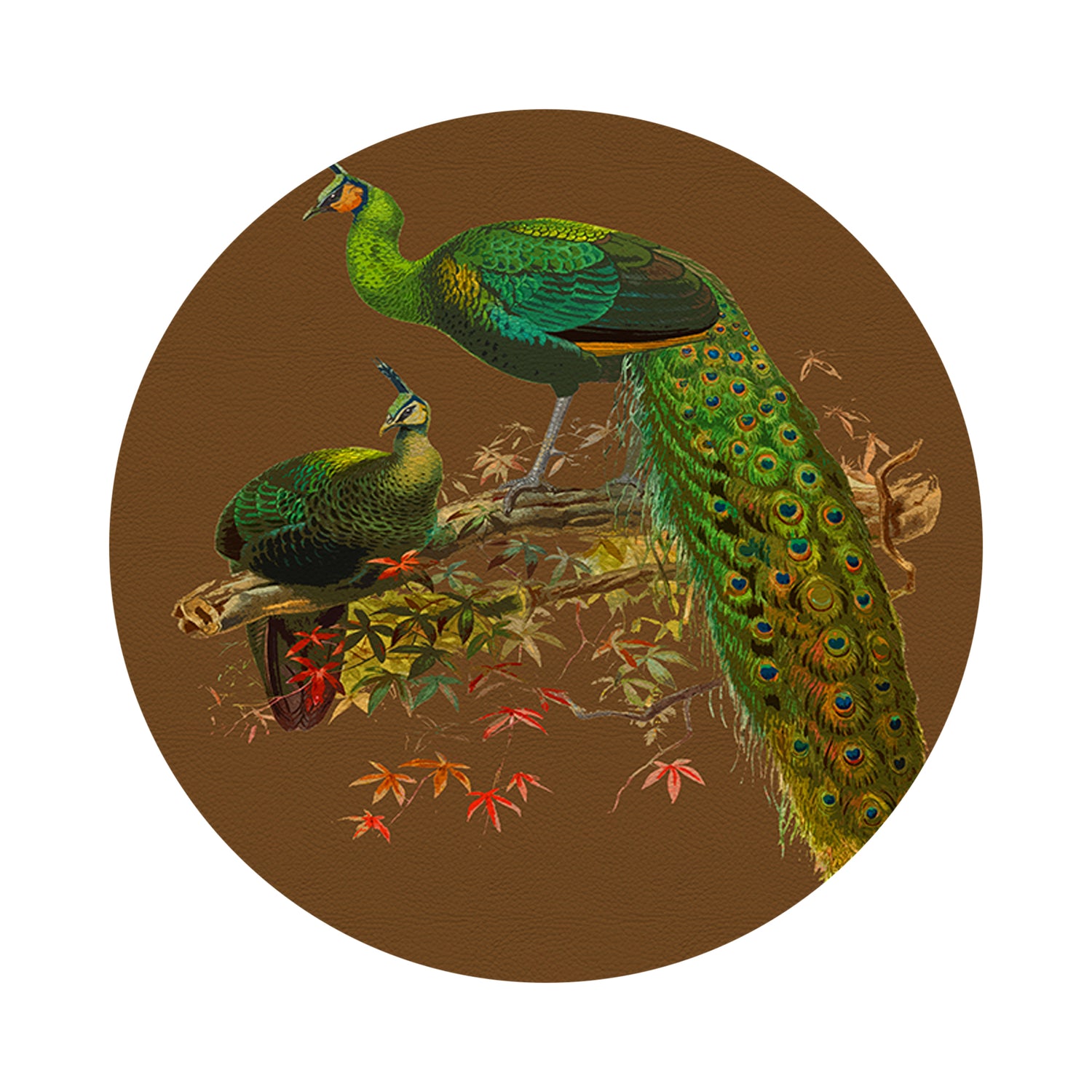 Family Pheasants Brown 16&quot; Round Pebble Placemats, Set of 4 - nicolettemayer.com
