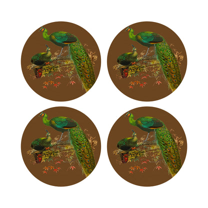 Family Pheasants Brown 16&quot; Round Pebble Placemats, Set of 4 - nicolettemayer.com
