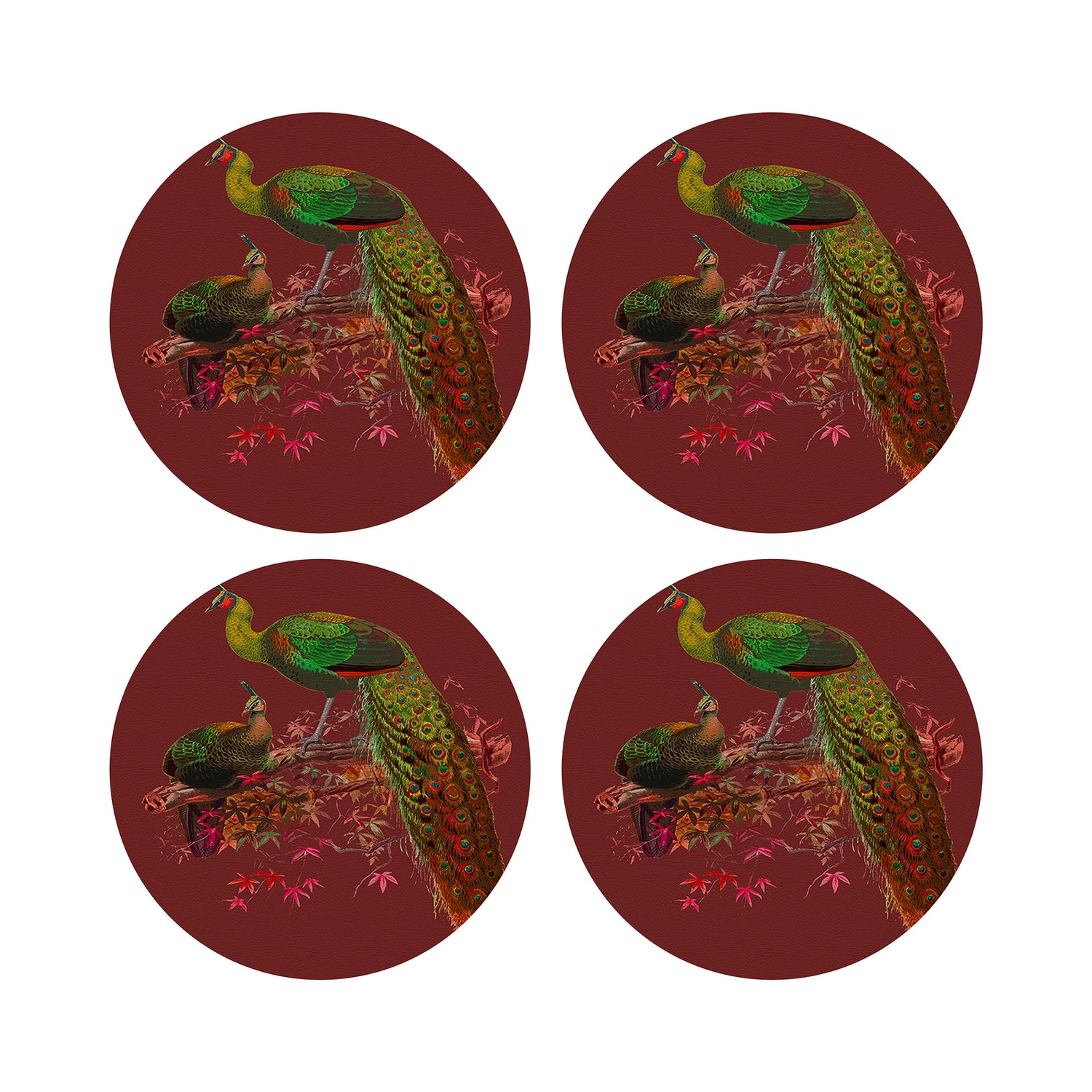 Family Pheasants Maple 16&quot; Round Pebble Placemats, Set of 4 - nicolettemayer.com
