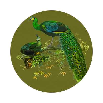 Family Pheasants Olive 16&quot; Round Pebble Placemats, Set of 4 - nicolettemayer.com
