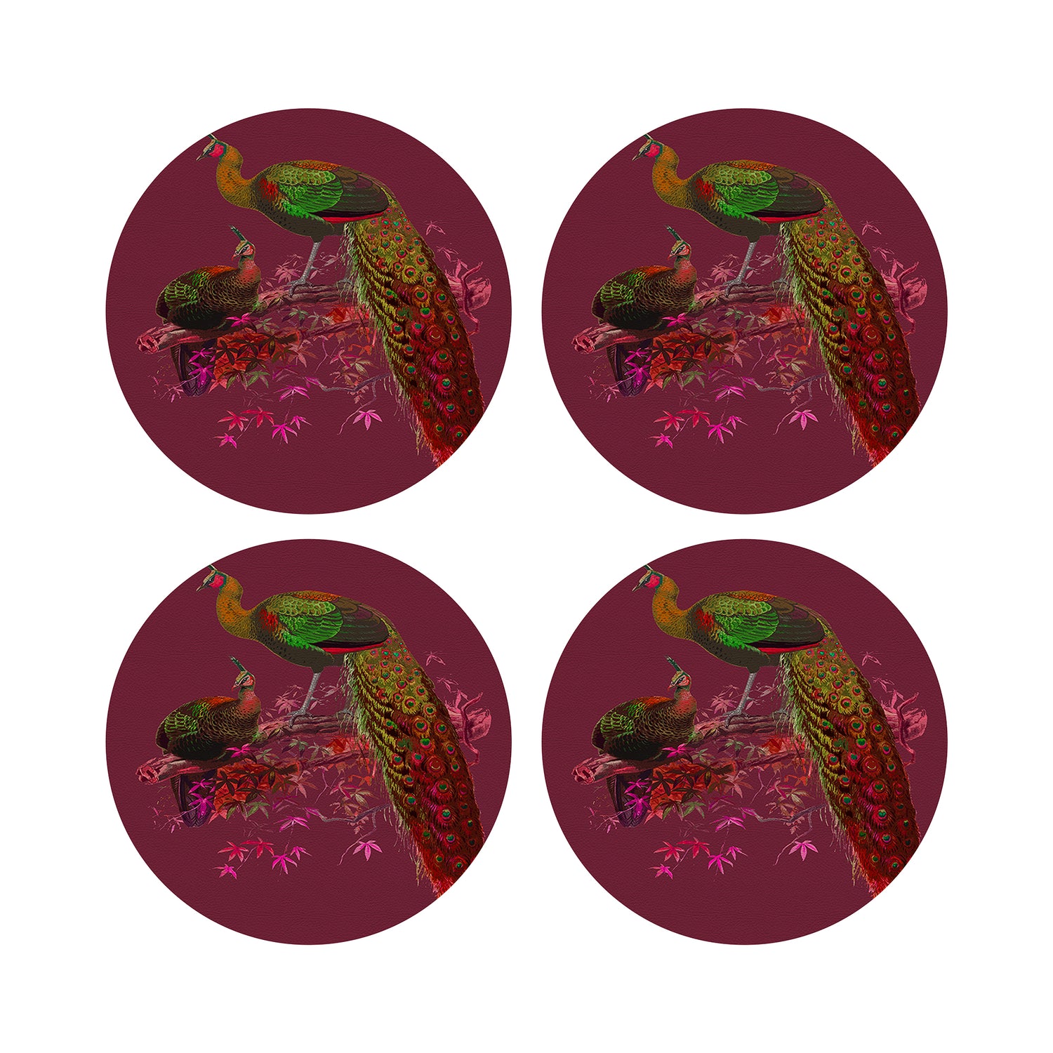Family Pheasants Pinot 16&quot; Round Pebble Placemats, Set of 4 - nicolettemayer.com
