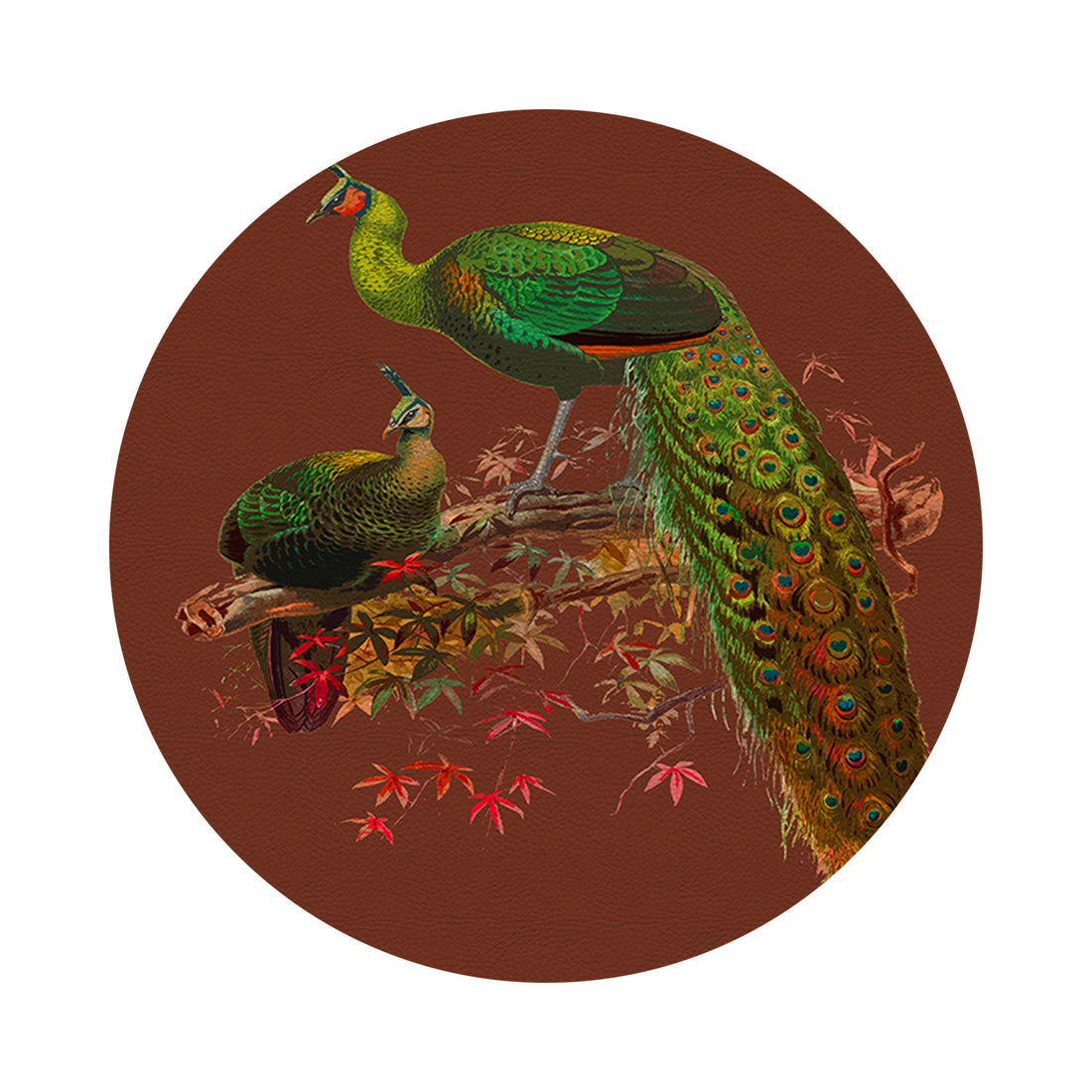 Family Pheasants Rust 16&quot; Round Pebble Placemats, Set of 4 - nicolettemayer.com
