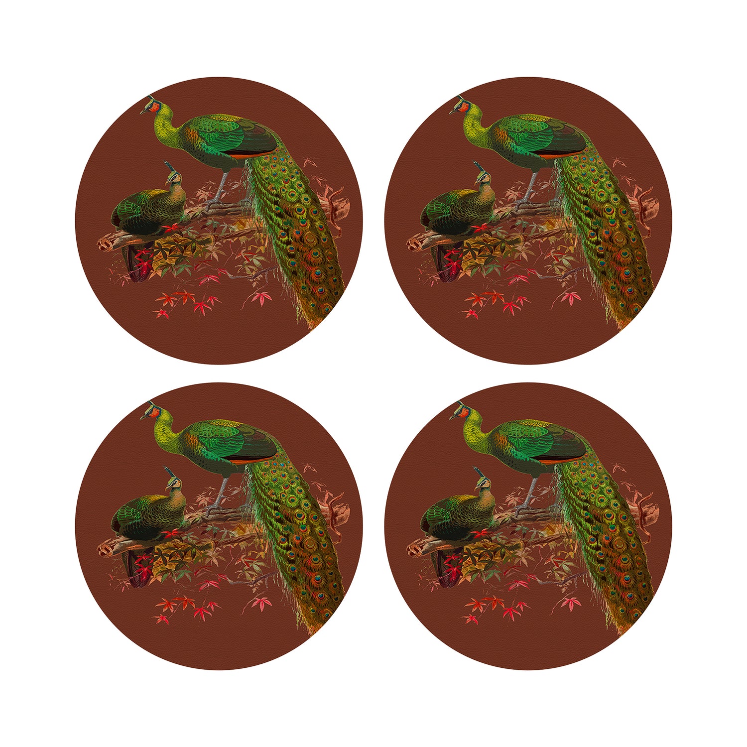 Family Pheasants Rust 16&quot; Round Pebble Placemats, Set of 4 - nicolettemayer.com
