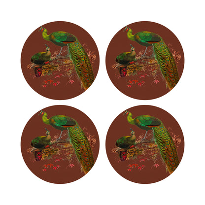 Family Pheasants Rust 16&quot; Round Pebble Placemats, Set of 4 - nicolettemayer.com
