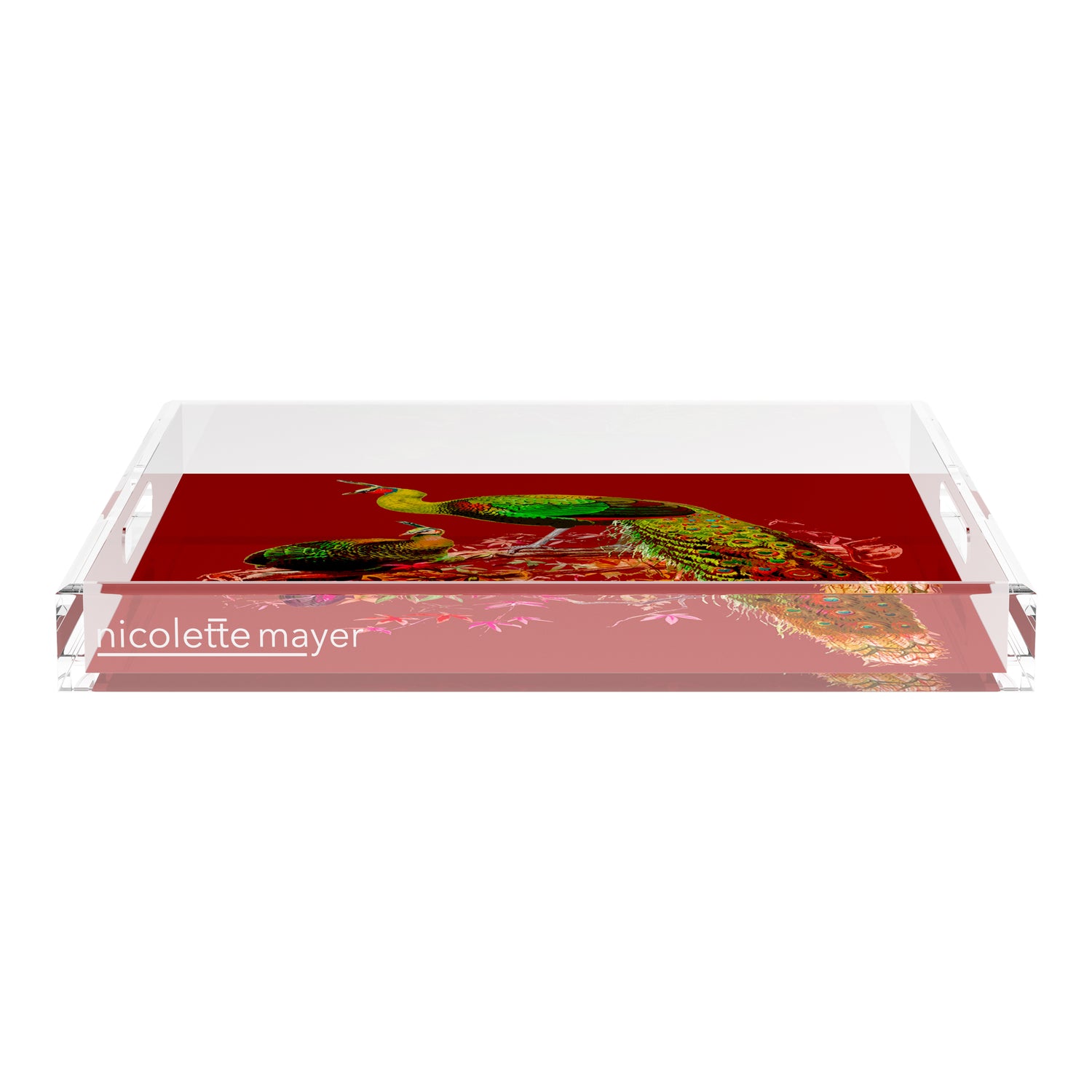 Family Pheasants Maple 18X18 Acrylic Tray - nicolettemayer.com
