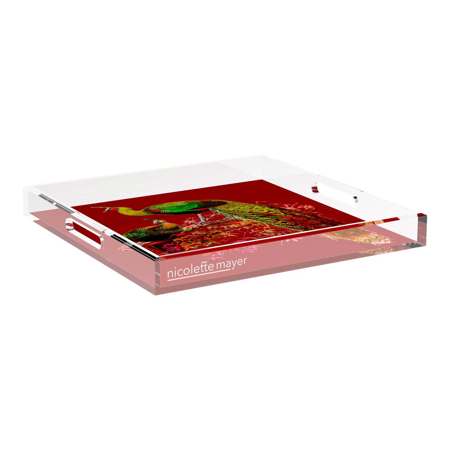 Family Pheasants Maple 18X18 Acrylic Tray - nicolettemayer.com
