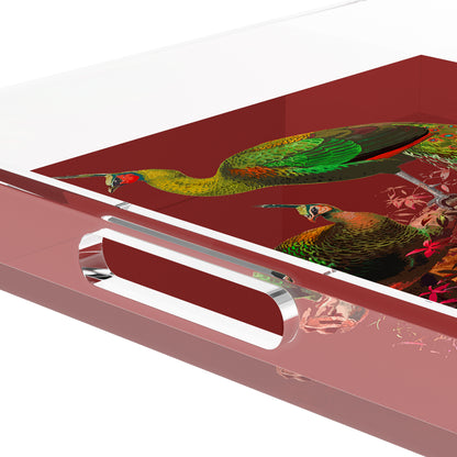 Family Pheasants Maple 18X18 Acrylic Tray - nicolettemayer.com

