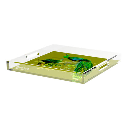 Family Pheasants Olive 18X18 Acrylic Tray - nicolettemayer.com
