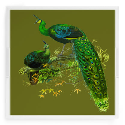 Family Pheasants Olive 18X18 Acrylic Tray - nicolettemayer.com
