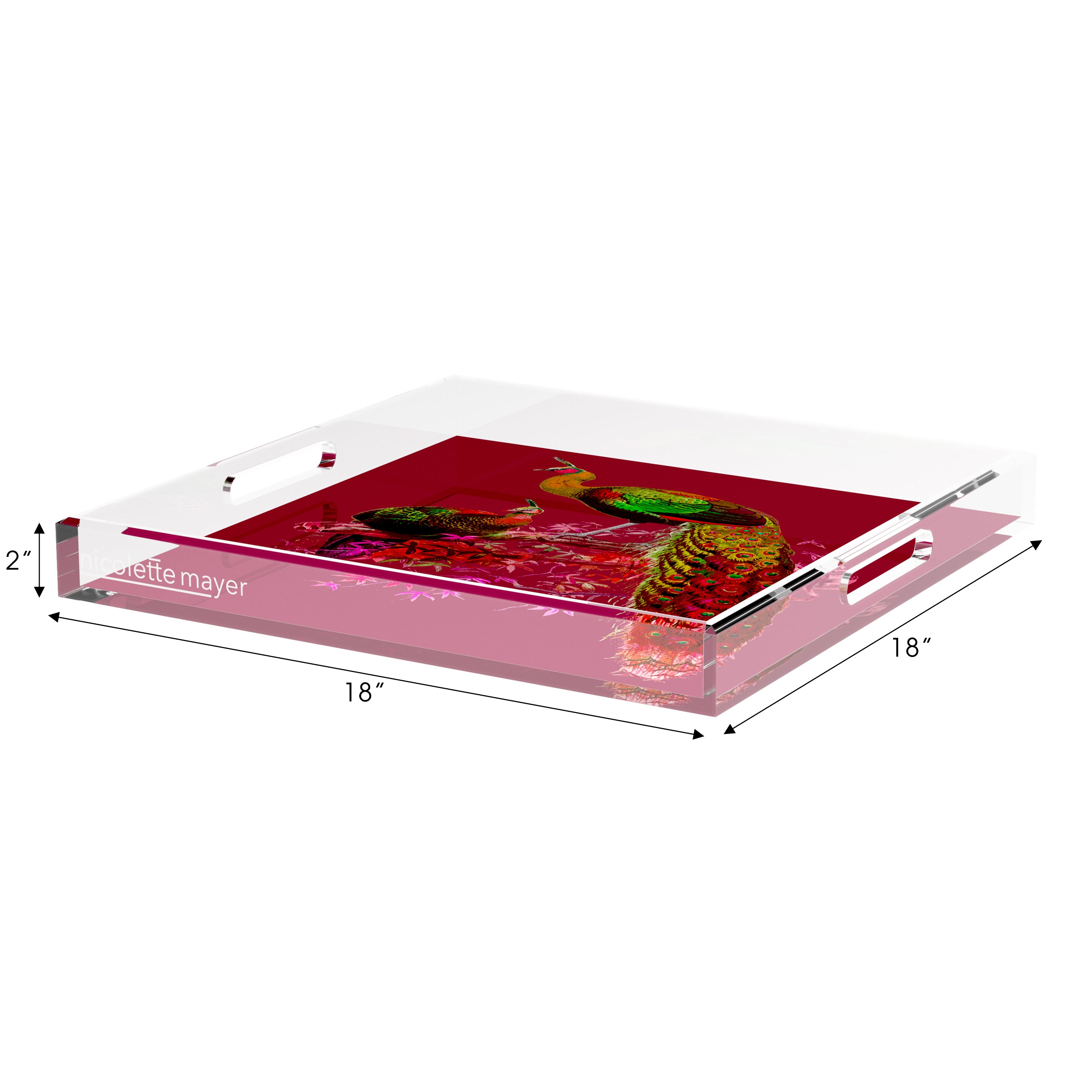 Family Pheasants Pinot 18X18 Acrylic Tray - nicolettemayer.com
