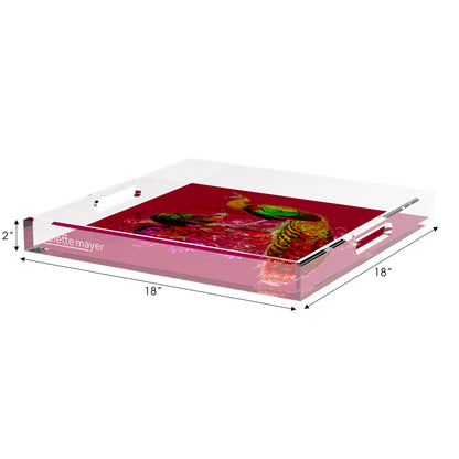 Family Pheasants Pinot 18X18 Acrylic Tray - nicolettemayer.com
