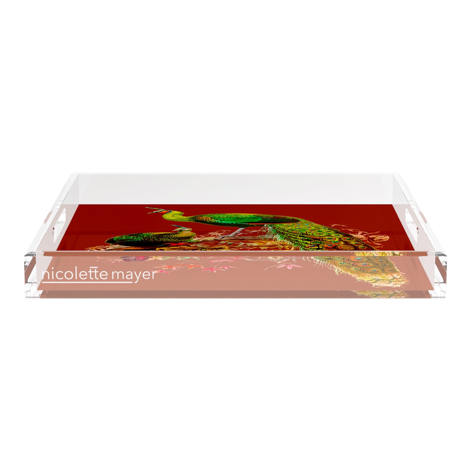Family Pheasants Rust 18X18 Acrylic Tray - nicolettemayer.com
