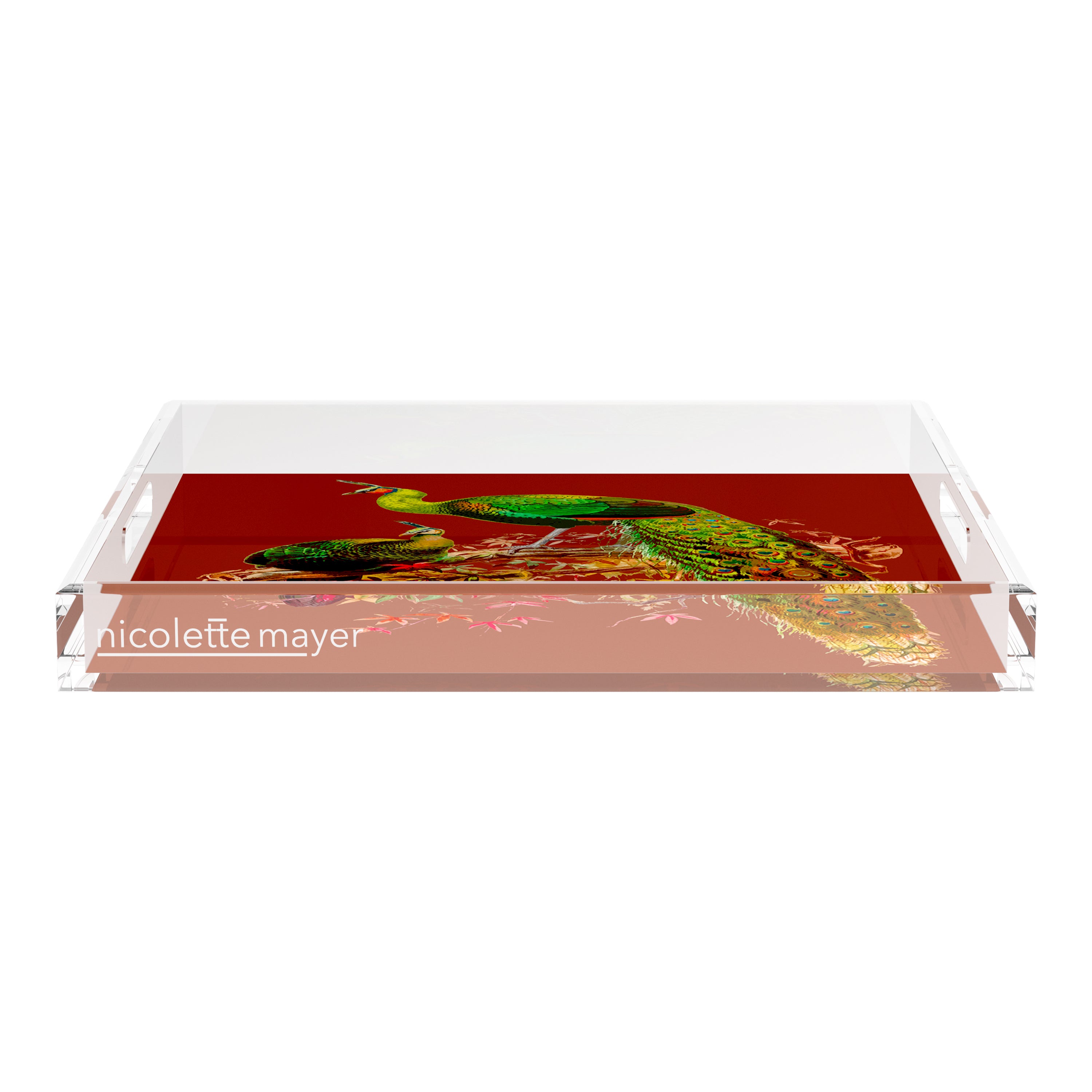 Family Pheasants Rust 18X18 Acrylic Tray - nicolettemayer.com
