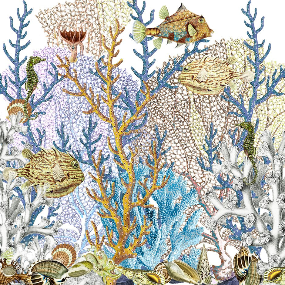 Fan Coral Reef Gold – 36x36" Modern Acrylic Wall Art - nicolettemayer.com