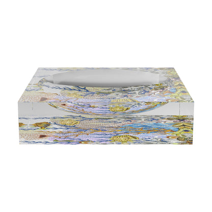 Fan Coral Reef Blue Gold Acrylic Candy Catchall Dish