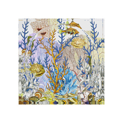 Fan Coral Reef Blue Gold Acrylic Candy Catchall Dish