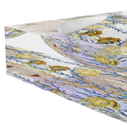 Fan Coral Reef Blue Gold Acrylic Candy Catchall Dish