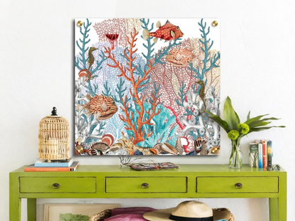 Fan Coral Reef White 36x36" Modern Acrylic Wall Art