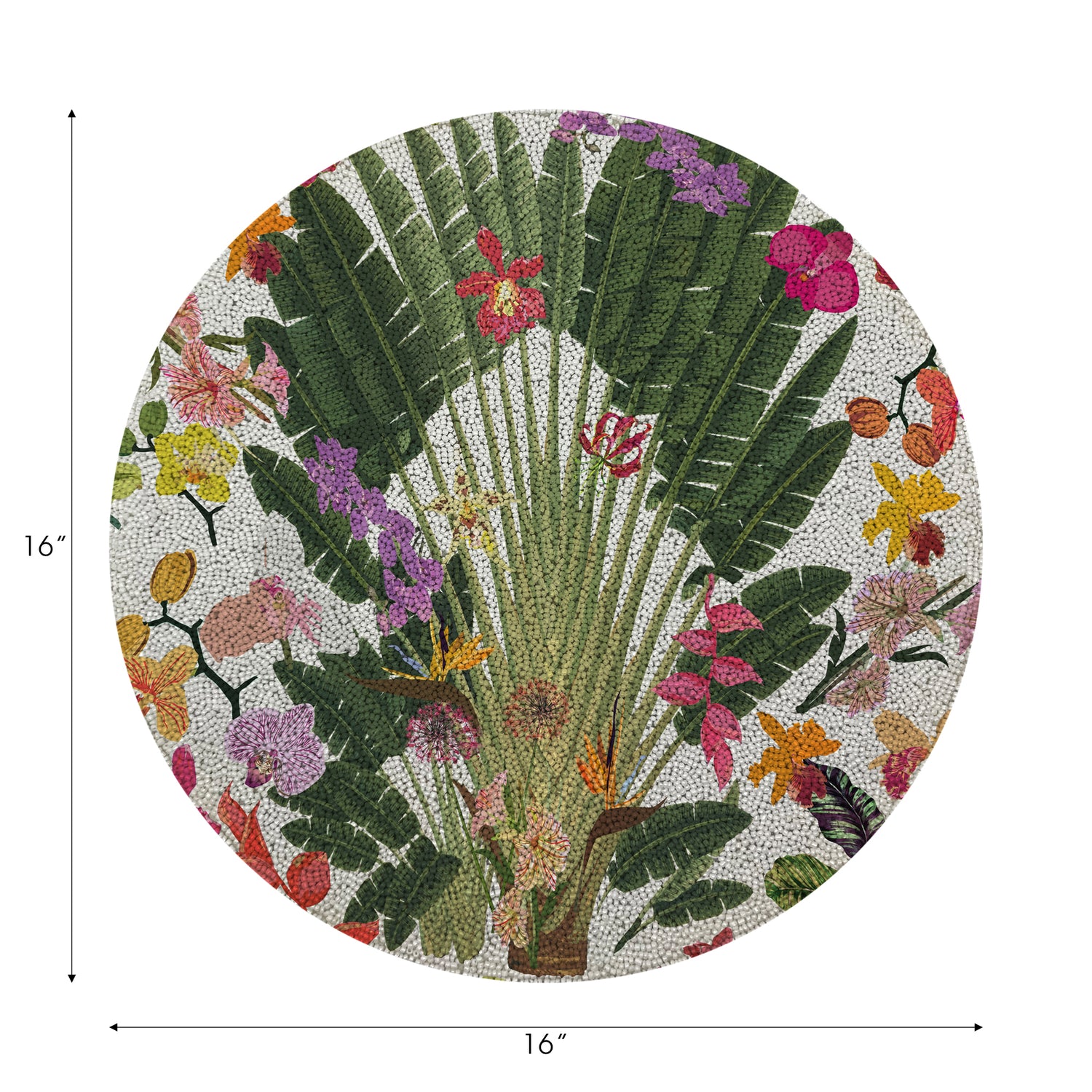 Fantasy Tropical White Round Beaded Placemat Smooth