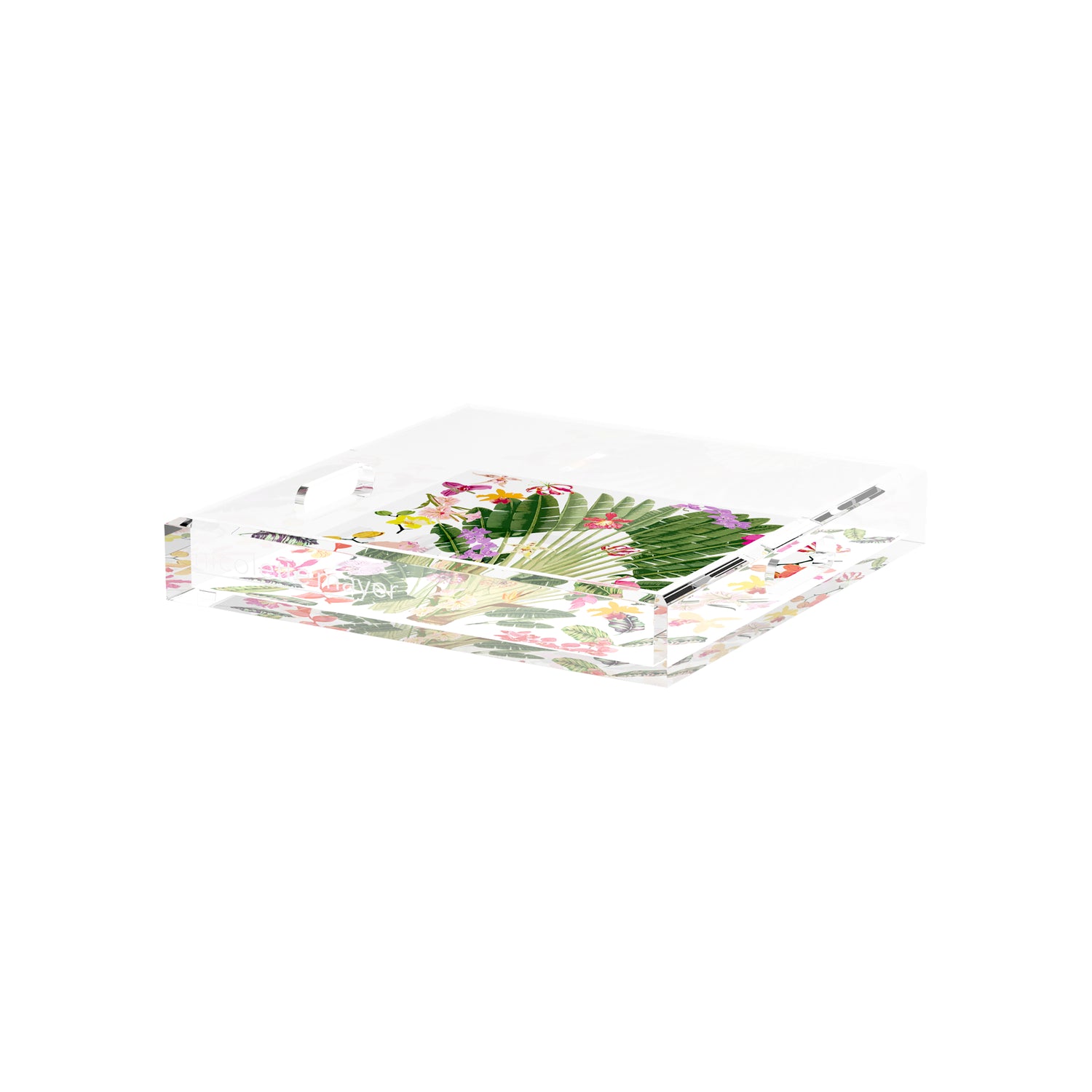 Fantasy Tropical White 12X12 Acrylic Tray - nicolettemayer.com

