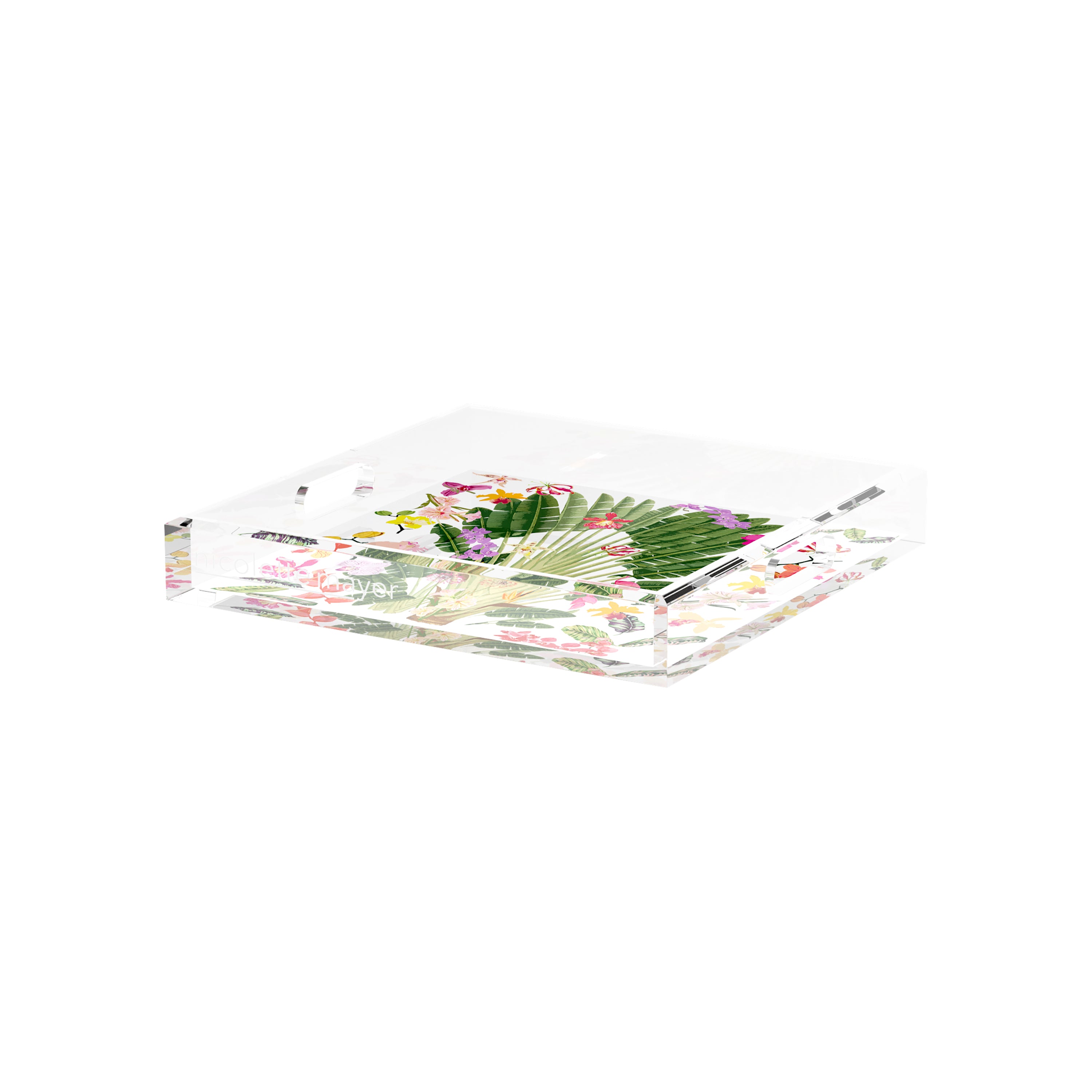 Fantasy Tropical White 12X12 Acrylic Tray - nicolettemayer.com
