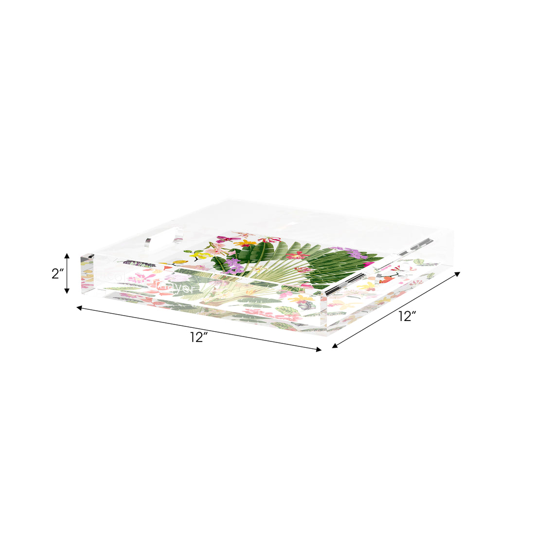 Fantasy Tropical White 12X12 Acrylic Tray - nicolettemayer.com
