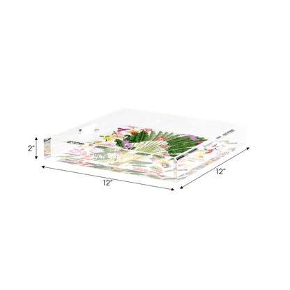 Fantasy Tropical White 12X12 Acrylic Tray - nicolettemayer.com
