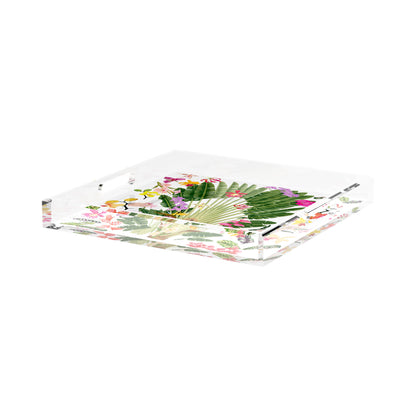 Fantasy Tropical White 15X15 Acrylic Tray - nicolettemayer.com
