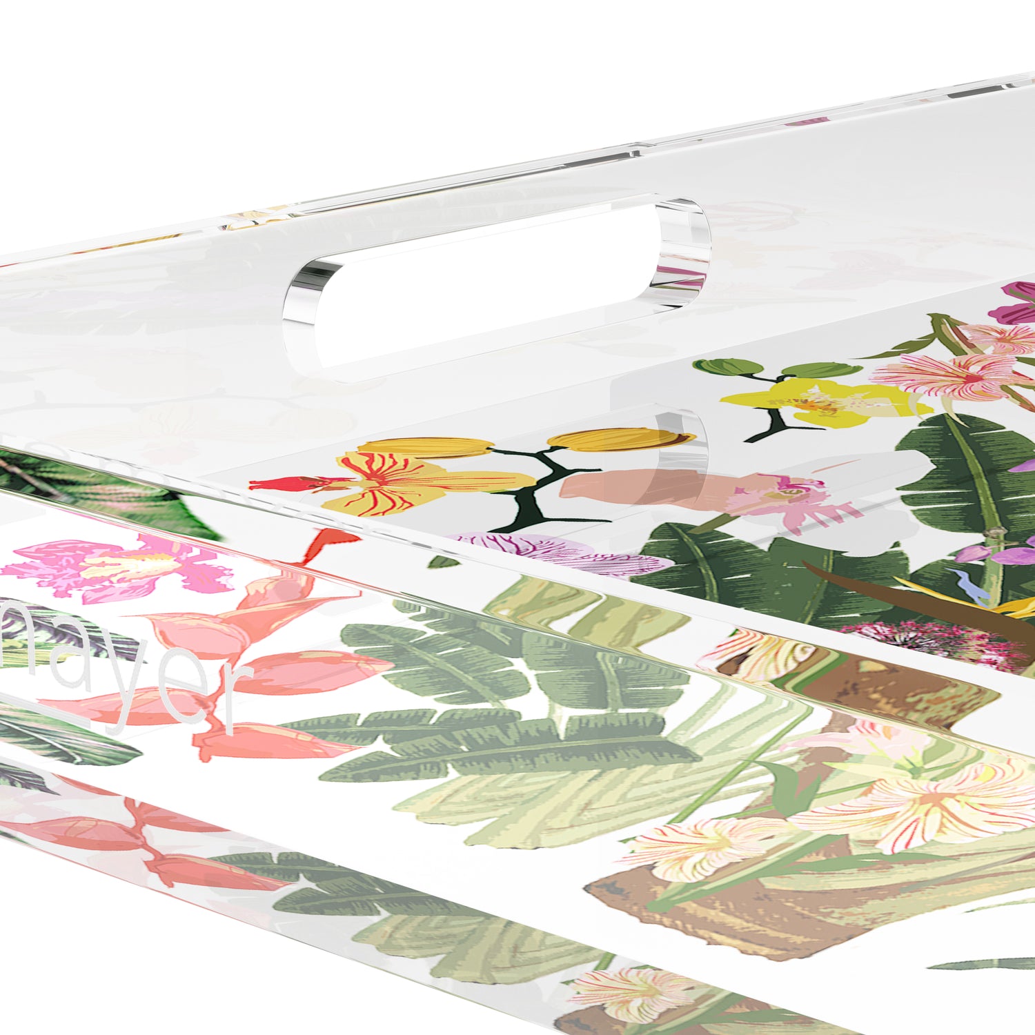 Fantasy Tropical White 15X15 Acrylic Tray - nicolettemayer.com
